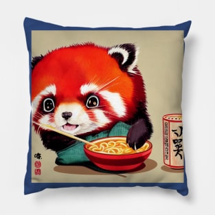 Kawaii Red Panda Eating Ramen Pillow