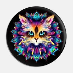 Mandala with cute furry Cat portrait - a02 Pin