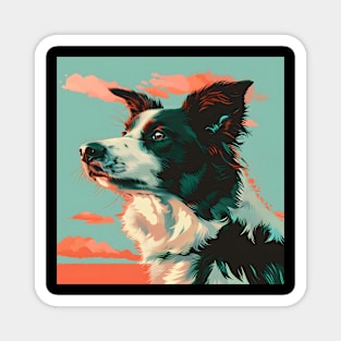 Retro Border Terrier: Pastel Pup Revival Magnet