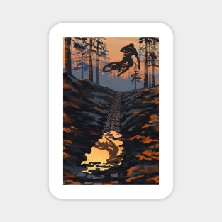 Retro styled mountain biking dirt jumper sunset Magnet