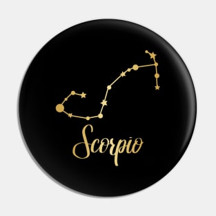 Scorpio Zodiac Constellation in Gold - Black Pin