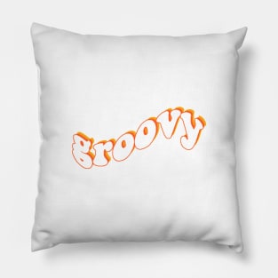 Groovy Vintage Retro Orange Design Pillow