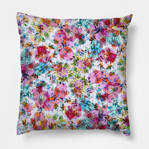 Rainbow Floral Pattern Pillow by FloralPatterns