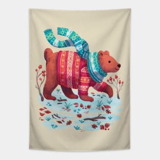 Bear Winter Walk Tapestry