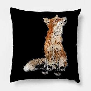 Red Fox Hand Painted Illstration Pillow