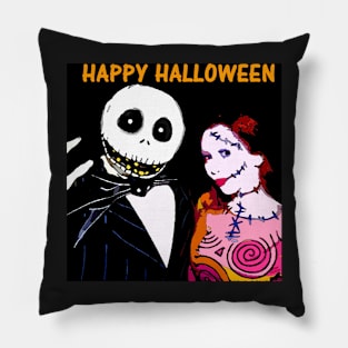 Custom Halloween card Scary couple Pillow