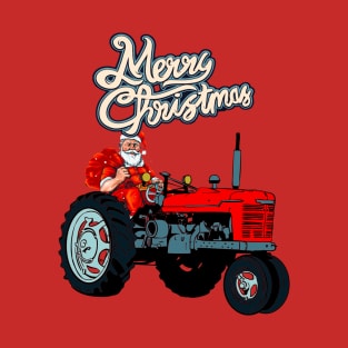 Santa On  tractor T-Shirt