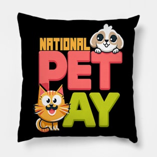 National Pet Day Fun: Cheerful Cat & Dog Pillow