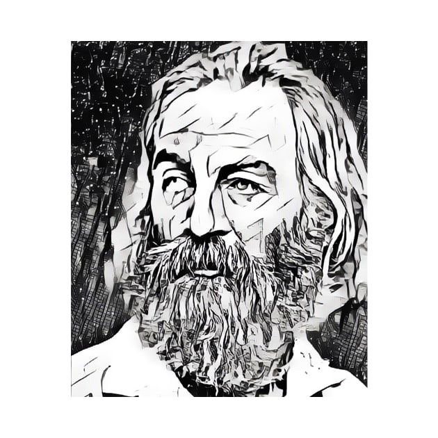 Walt Whitman Portrait | Walt Whitman Artwork Black and White 3 by JustLit