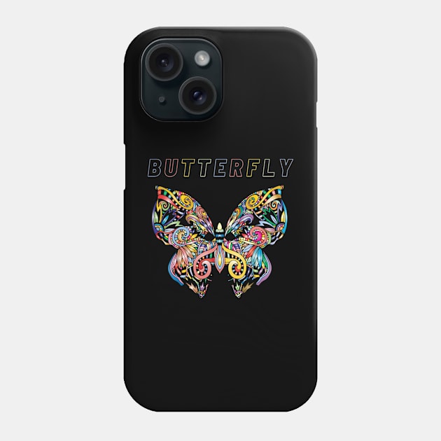 Butterfly Mandala T-Shirt Phone Case by EG78