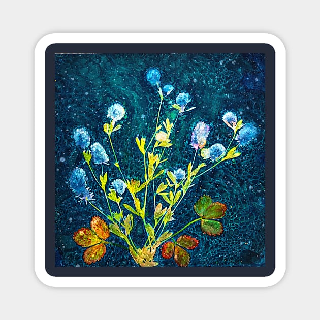 Botanical cyanotype wildflowers Magnet by redwitchart