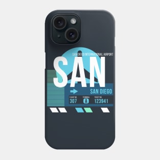 San Diego (SAN) Airport Code Baggage Tag Phone Case