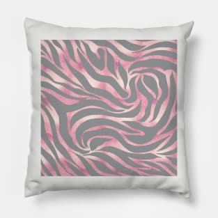 Rose Gold Glitter Zebra Gray Animal Print Glam Design Pillow