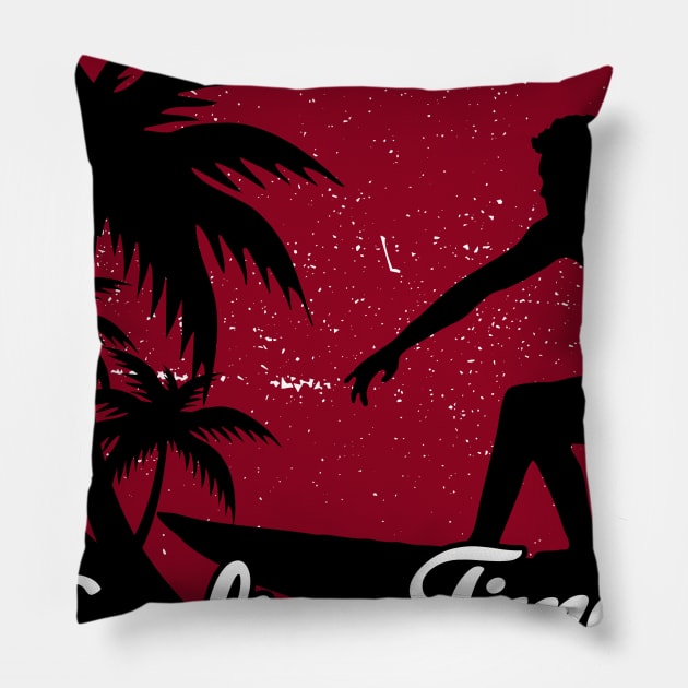 Red Surfer Logo Pillow by Dominic Becker