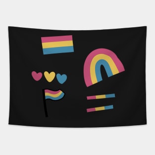 pansexual flag rainbow hearts sticker pack lgbtq Tapestry