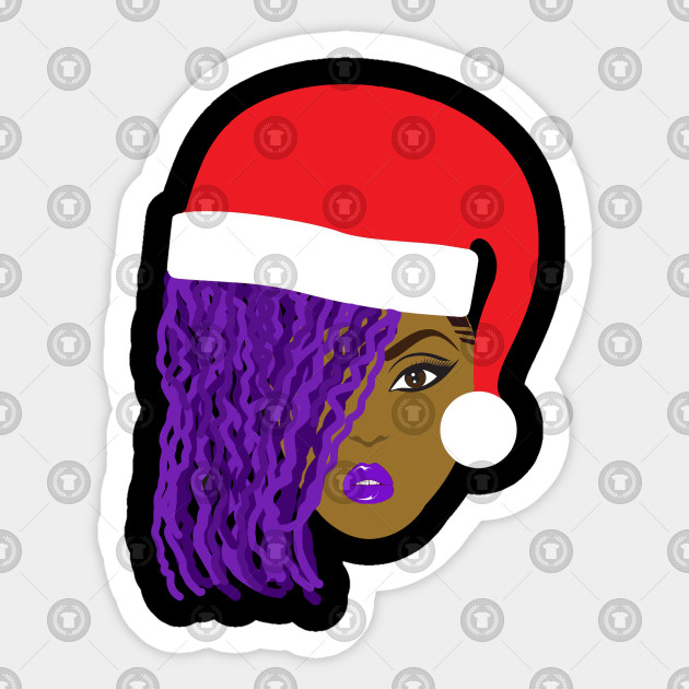 Purple Locs Santa Hat Black Girl