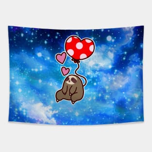 Heart Balloon Sloth Night Sky Tapestry