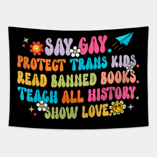 LGBT Say Gay Protect Trans Kids Read Banned Books Groovy Tapestry