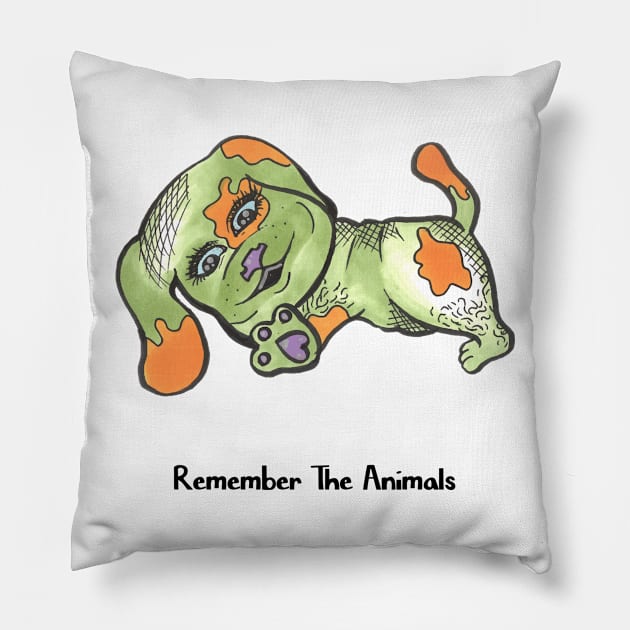 Remember The Animals Funny Dog Beagle T-Shirt (Animal Shelter & Rescue) Pillow by Olloway