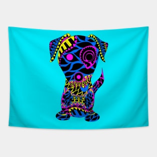 blue aztec dog in mandala pattern ecopop Tapestry