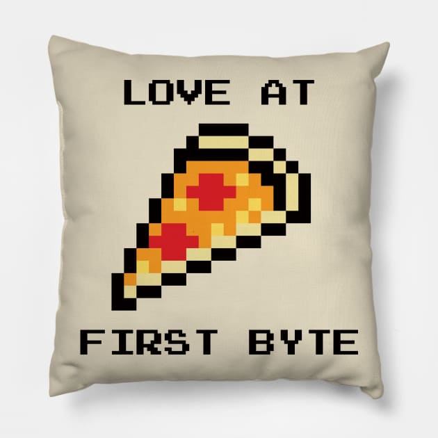 Love At First Byte Pizza Pillow by MoustacheRoboto