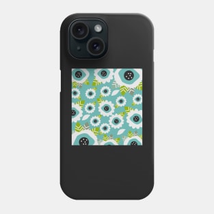 Abstract little flowers in blue Phone Case