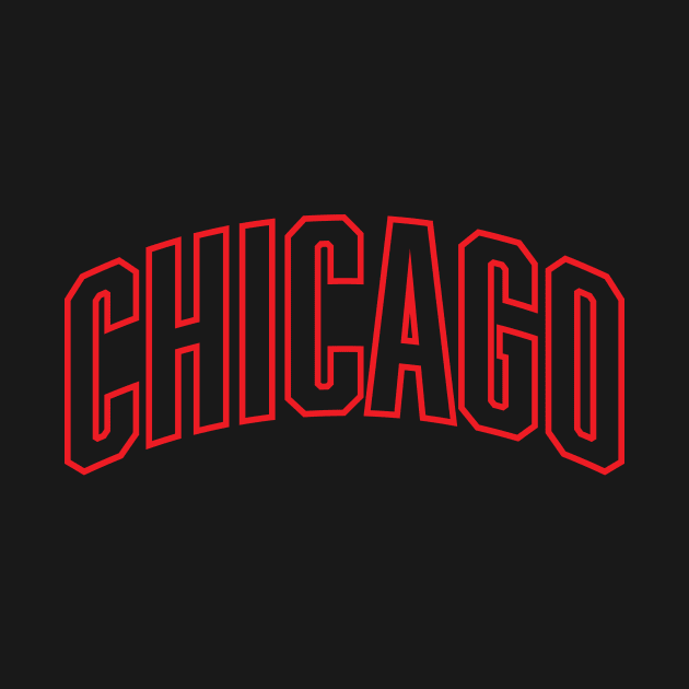 Chicago Red Outline Typography by Good Phillings