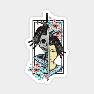 Geisha Japanese Skull Design Magnet