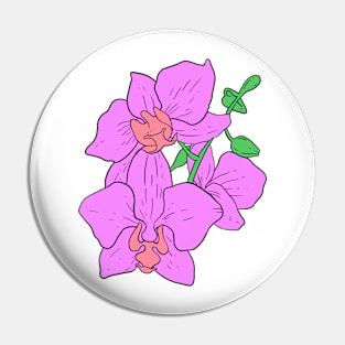 Pink Moth Orchid Hand Drawn Gardening Gift Pin