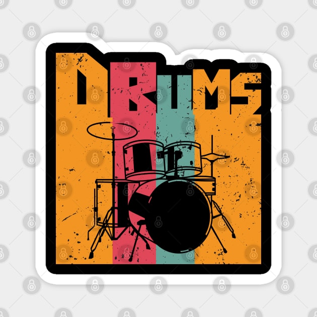 Vintage Retro Drums Gift Drumming Drums Lovers Gift Magnet by mommyshirts