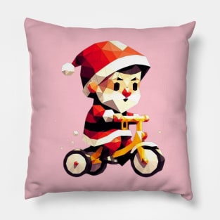 Christmas Baby Santa Bicycle Pillow
