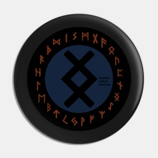 Blue Inguz Futhark Rune Symbol Pin