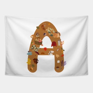 Letter A autumn design fall Tapestry