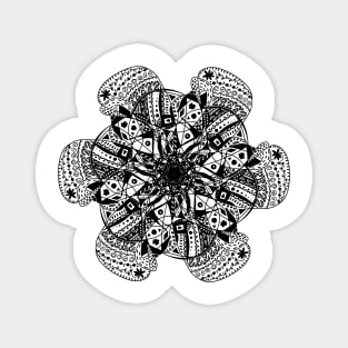 Trendy stylish black color print mandala. Hand drawn illustration. Posters and Art Prints Magnet