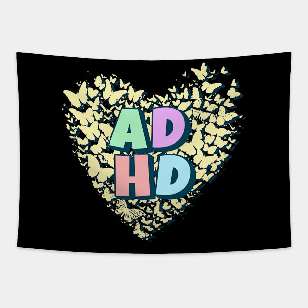 ADHD butterfly heart Tapestry by KHWD