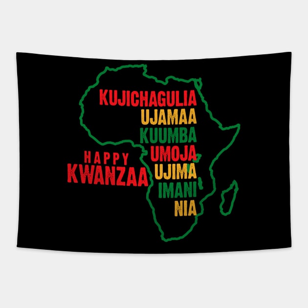 Happy Kwanzaa, The Seven Principles of Kwanzaa Tapestry by UrbanLifeApparel