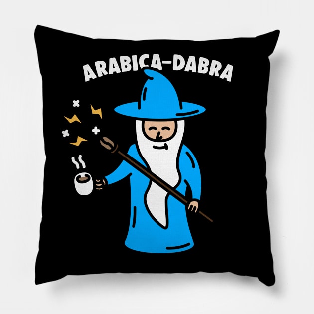 Arabica Dabra Coffee Wizard Pillow by imotvoksim