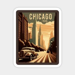 1930s Chicago at Sunset: Stunning Vector Landscape Magnet