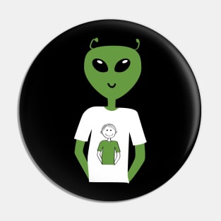 Alien Human T-shirt-T-shirt, Short hair (Dark backgrounds) Pin