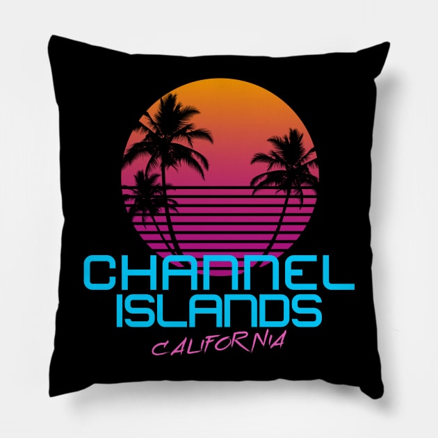 Channel Islands California Retro 80's Pillow by OCSurfStyle