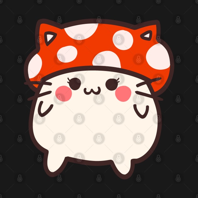 Happy kitty in a mushroom hat by NumbleRay