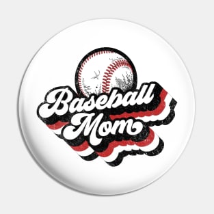 Retro Baseball Mom Red White Black Pin