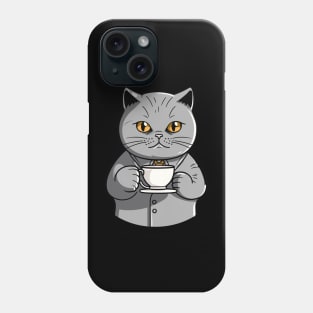 British Shorthair Cat Drinking Coffee Phone Case