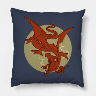 Vintage Jabberwocky Dragon Pillow