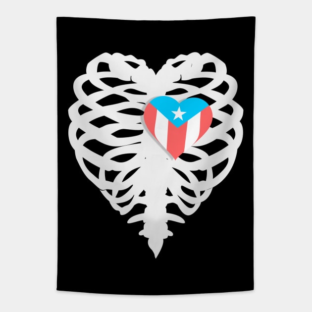 Puerto Rico Flag Heart X-Ray Tapestry by bydarling