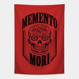 Black Memento Mori (with a calavera/sugar skull) Tapestry