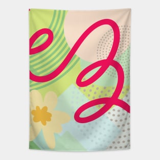 Modern Geometric Pattern Spring Floral Serene Retro Style. Tapestry