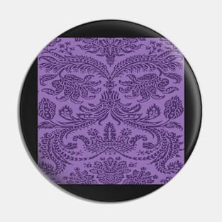 Plum Purple on Lavender Royal Medieval Damask Scrolls Pin