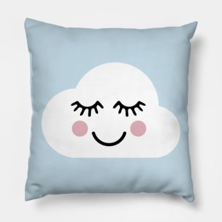 smiley happy blissful kawaii cloud with face Pillow