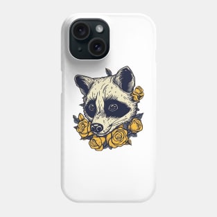 Yellow flower raccoon Phone Case